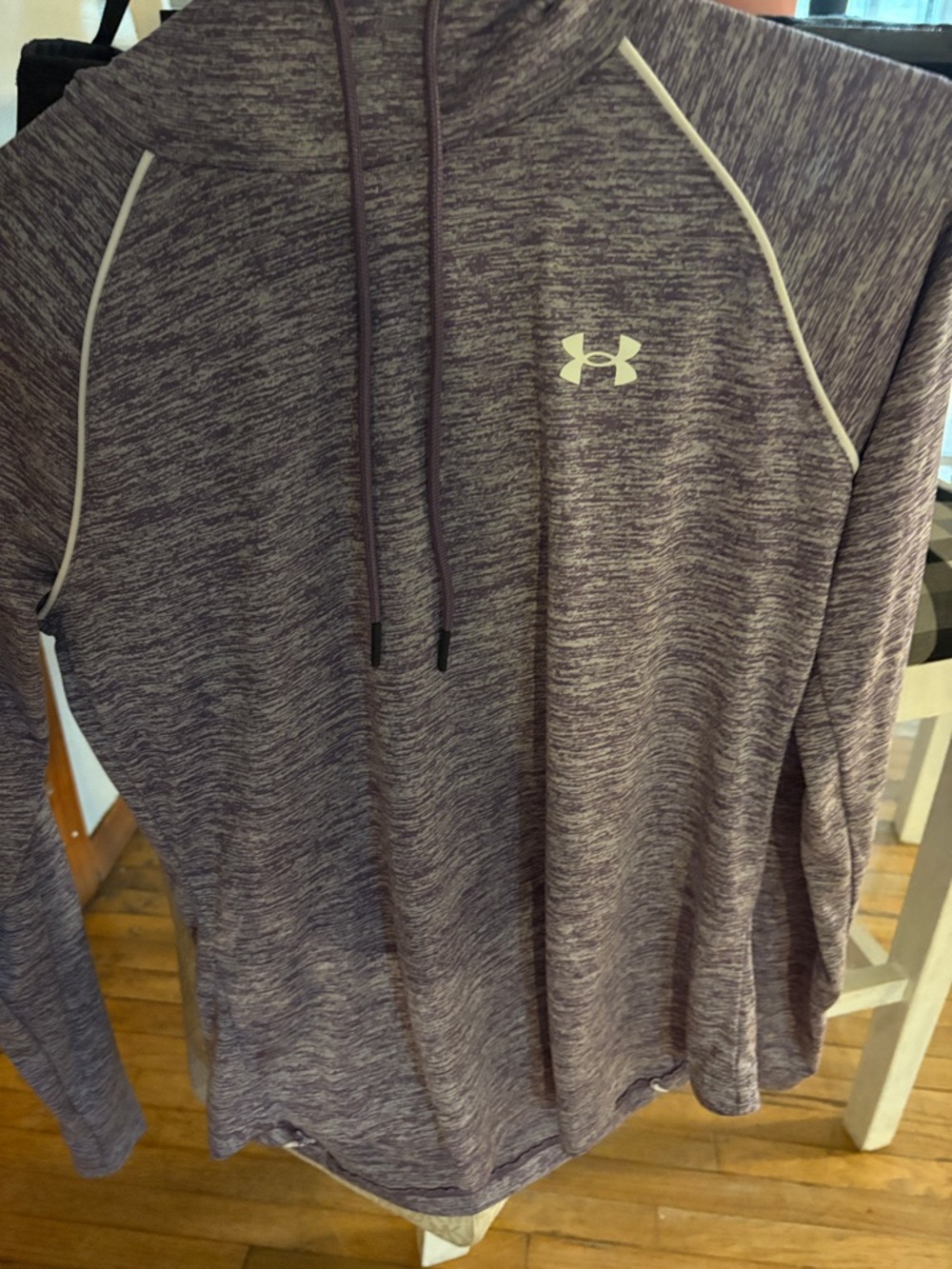 Under Armour Heathered Purple Pullover Hoodie with White Logo